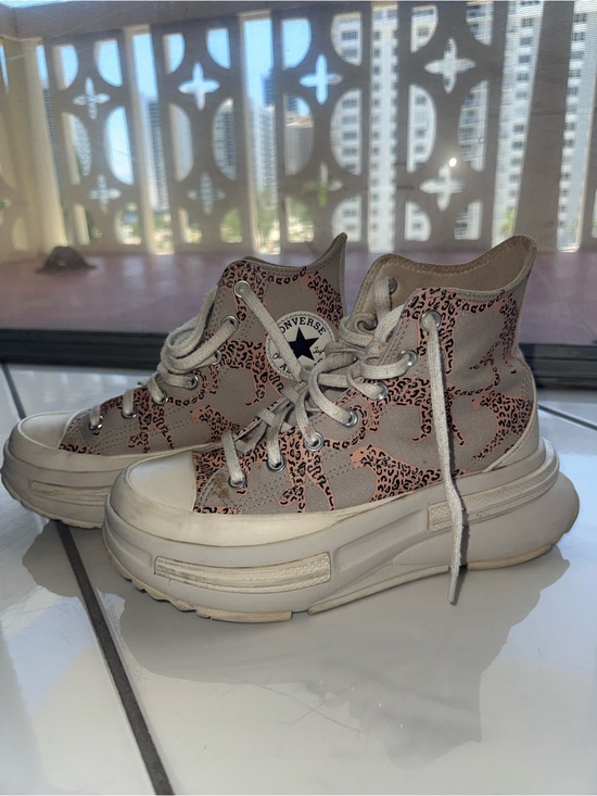 Converse Shoes - Converse Women's High Top Platform Sneakers in Beige with Pink Leopard